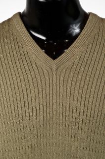 B2 Sz XL Lyle Scott Mens Green Combed Cotton Cable Knit Sweater Vest