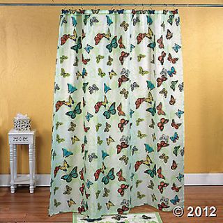 Butterfly Shower Curtain Green Colorful Bathroom Decor
