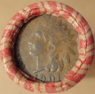 Unsearched Wheat Cent Roll with INDIAN HEADS on BOTH ends 50 Penny