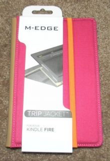 New M Edge Kindle Fire Trip Jacket Pink Canvas Exterior Cover