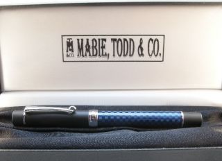 Mabie Todd Swallow Blue & Chrome Fountain pen   New   Medium Nib