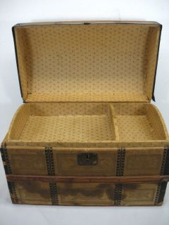 Antique Primitive Childs Doll Dome Top Steamer Chest Trunk Large