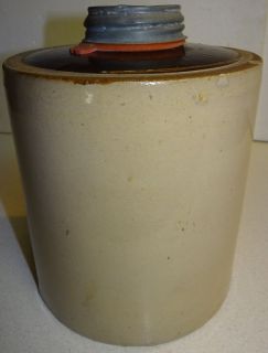Antique Macomb Pottery Stoneware Gallon Canning Crock Jar w Zinc Lid
