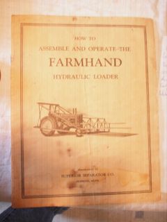 1947 ALLIS CHALMERS OPERATORS MANUAL FARMHAND HYDRAULIC LOADER ASSMBLE