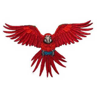 Flying Green Wing Macaw Parrot Bird Iron on Patch
