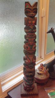 Fine Vintage Northwest Coast Wood Carved Totem Pole