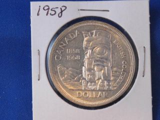 1958 Canada Totem Pole Silver Dollar Canadian B2830L