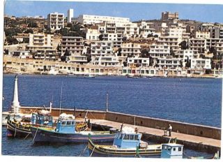 Vintage Postcard 1987 Xemxija St Pauls Bay Malta Stamp