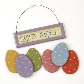Primitive Wooden Easter Egg Magnets Set of 6