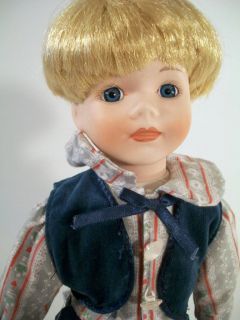 1992 Seymour Mann Porcelain Boy Doll 15 Stand Included
