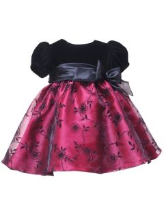 RARE Editions Girl’s Toddlers Christmas Dress Flocking Floral Black
