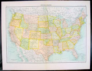 1890 Bartholomew Antique Map United States of America
