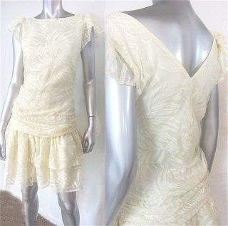 Drop Waist 1930s Inspired Lace Cancun Sand Dress Sz S