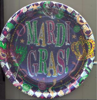 Mardi Gras Metallic Plates Tableware Party Supplies Decorations