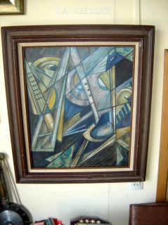Oil on Canvas Painting Marcel Duchamp Dadaist Surrealist French