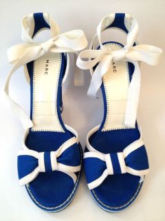 Marc by Marc Jacobs Blue Canvas Bow Wedge Sandals 36 6 5