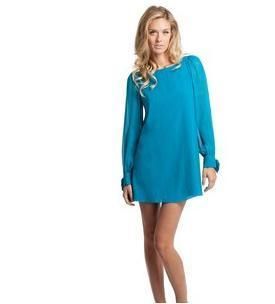 NWT 158 MARCIANO GUESS Rochelle Shift Dress Silk Chiffon Tunic BLUE sz