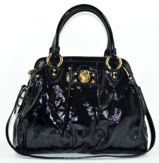 Marc Jacobs Black Patent Leather Carryall Tote Handbag Bag