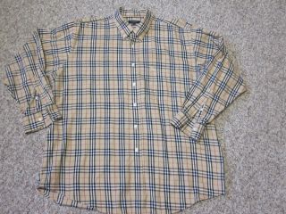 Mens Burberry Cotton Shirt Nova Check XL Gently Used Long Sleeved