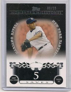 Mariano Rivera 2008 Topps Milestones Serial Ed 9 25 NY Yankees