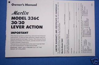 Marlin 30 30 Model 336C Lever Action Owners Manual