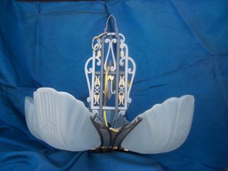 Markel Art Deco 5 Light Chandelier Restored Beautiful