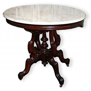 1118 Antique 19th C American Victorian Marble Top Center Table