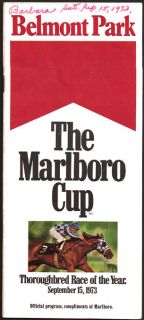 SECRETARIAT RIVA RIDGE IN 1973 MARLBORO CUP HORSE RACING PROGRAM PLUS