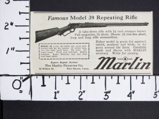 1931 Marlin Firearms 22 Caliber Model 39 Lever Action Rifle Magazine