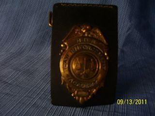 Badge Obsolete NBS Law Enforcement Academy Clip on Leather