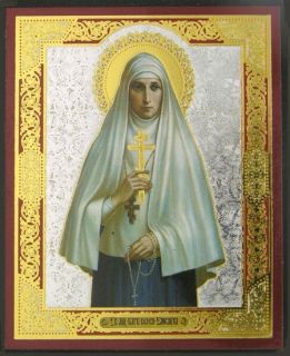 St Saint Elizabeth New Martyr Russian Icon Wood 3 Gold