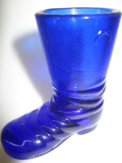 Cobalt blue glass Shoe / Slipper Boot christmas high heel texas cowboy