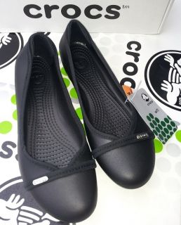 Crocs Kaela Alice Mary Jane Flat Shoes Discontinued Black Womens 10