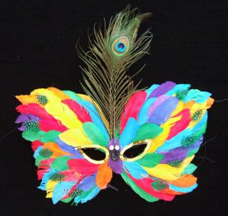 Butterly Feather Masquerade Party Mask Rainbow Colors