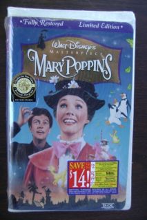 Walt Disney Masterpiece Mary Poppins VHS New SEALED 1964 Fully