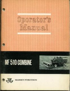 Massey Ferguson Self Propelled MF 510 Combine Owners Manual Factory