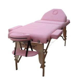 Reiki Pink 77L 3 Pad Portable Massage Table Bed Spa Tattoo Chair