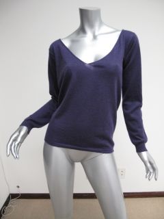 Marni Purple V Neck Lightweight Long Sleeve Cashmere Sweater Top 42