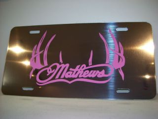 Mathews Bow Archery Pink Chrome Metal License Plate