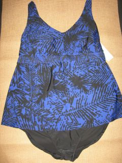 NWT* LIZ LANGE Maternity Tankini Swimsuit XXL 2X Hawaiian Blue Purple