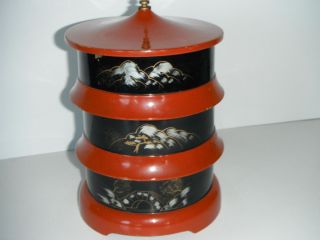 Vintage Japanese Lacquer Stacking Lunch Box Bowls wtih Lids