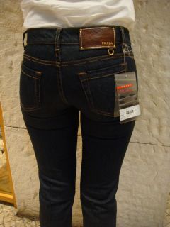 New Prada Denim Jeans Blue Regular Fit Leather Label GFP023 Hog Siz 26