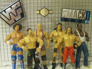 wrestlers Edge Kurt Angle Carlito JTG John Morrison and Tajiri WWE WWF