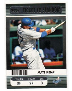 2009 Topps Ticket to Stardom Matt Kemp Insert