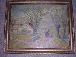 Maurice Van Felix 1889 1969 Polish Village Oil on Board Painting