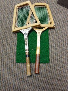 VINTAGE WOOD TENNIS RACQUETS MARTY RIESSEN & MAUREEN CONNOLLY W/COVERS