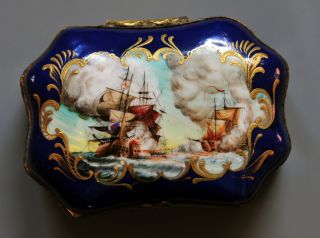 English Porcelain Snuff Box Circa 18th Century Signed F Marton