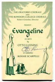 Otto Luening Signed Evangeline Program Bowdoin College