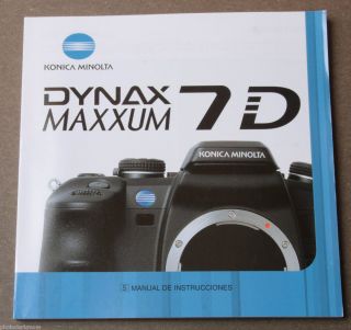 Minolta 7D Dynax Maxxum Digital Camera Instruction Manual Book English