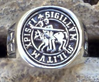 Silver 925 The Seal of Knights Templar Masonic Ring